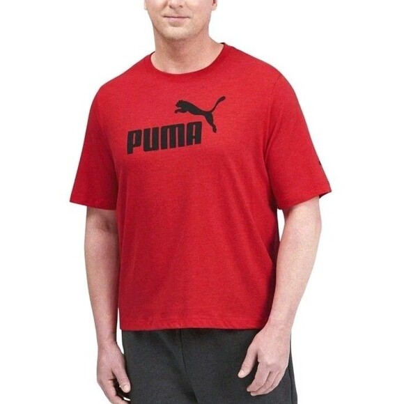 PUMA Essentials Heather Logo Crew Neck Short Sleeve T-Shirt Mens Red Casual 4XL - Picture 8 of 9
